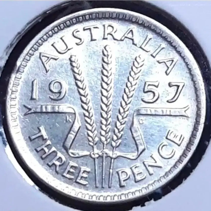 [BUNJANG] Australia 1957 3 Pence Silver Coin / [은화] 오스트레일리아 1957년 3펜스.외국주화 주화 화폐 동전