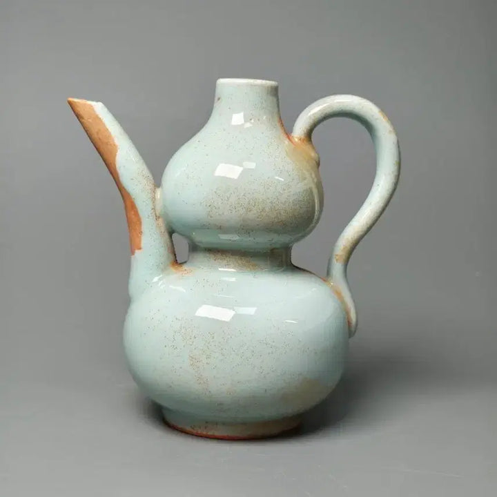 [BUNJANG] Qing Dynasty Celadon Glazed Gourd-Shaped Teapot - Chinese Antique Porcelain / [진품] 청대 중기 용천요 호록형 주전자 중국도자기 골동품 고미술품