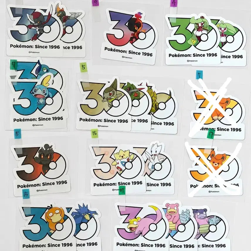 [BUNJANG] Pokemon 30th Anniversary Sticker Set - Various Characters / 원가)포켓몬 30주년 기념 스티커 세트 / 빠모 고라파덕 토게피 야돈