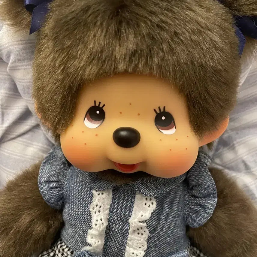 [BUNJANG] Monchhichi Doll Checkered Dress / 홍콩 체크원피스 몬치치 홍콩 몬치치