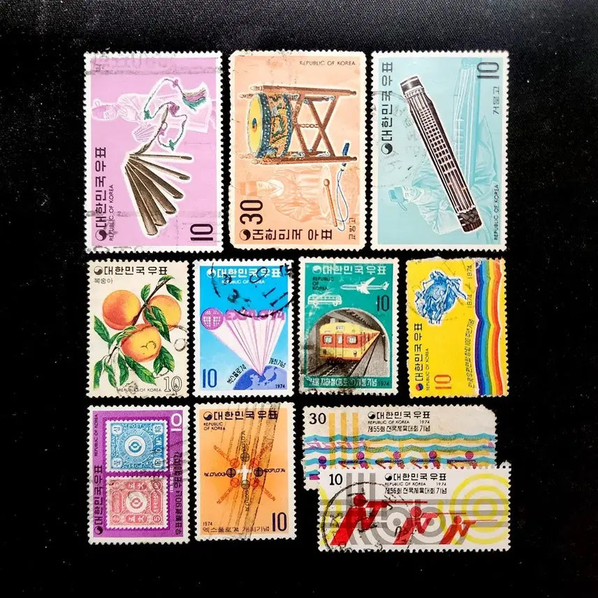 [BUNJANG] 1974 Used 11 Types Commemorative Stamp Set / 1974 사용제 11종 기념우표