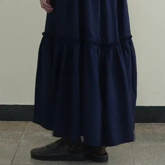 [BUNJANG] VIA NINA Navy Long Skirt / 비아플레인 VIA NINA 롱 스커트 네이비