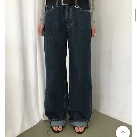 [SOLD OUT] 로우머 롤업 와이드 진청 데님