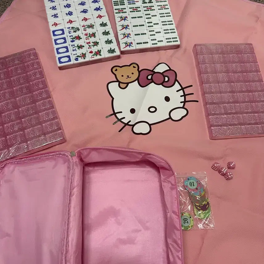 [BUNJANG] Hello Kitty Mahjong Set with Pink Pouch / 헬로키티 마작 세트