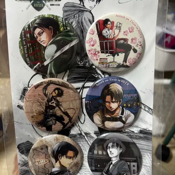 [BUNJANG] Attack on Titan Levi 6-Piece Badge Set / 진격의 거인 히타 리바이 뱃지 6종 세트