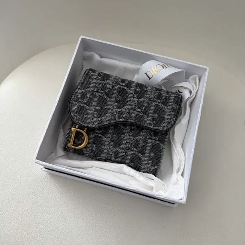 [BUNJANG] Dior New Denim Bifold Wallet / [정품/풀구성] 디올 신형 데님 3단 반지갑