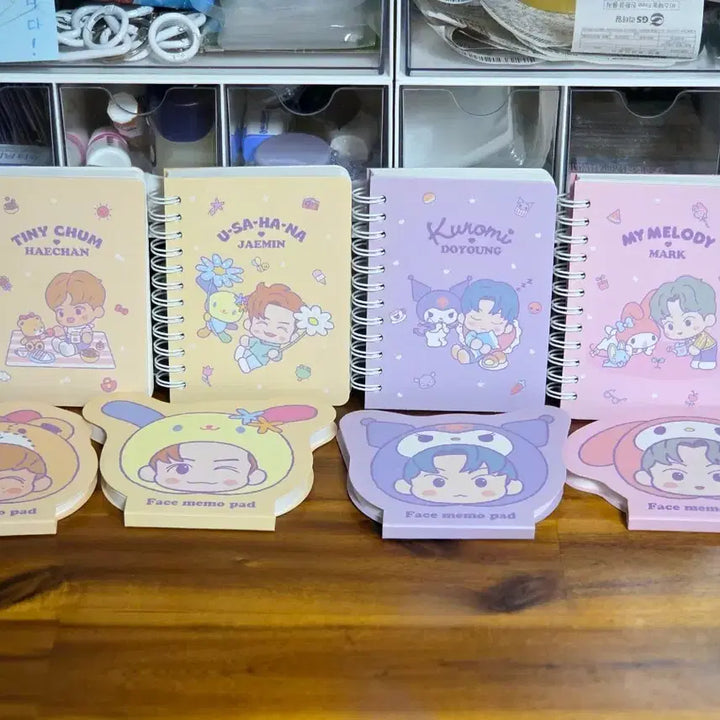 [BUNJANG] NCT X Sanrio Collaboration Memo Pad Bundle (Haechan, Jaemin, Doyoung, Mark) / NCT X 산리오 콜라보 노트 메모패드 일괄(해찬, 재민, 도영, 마크)