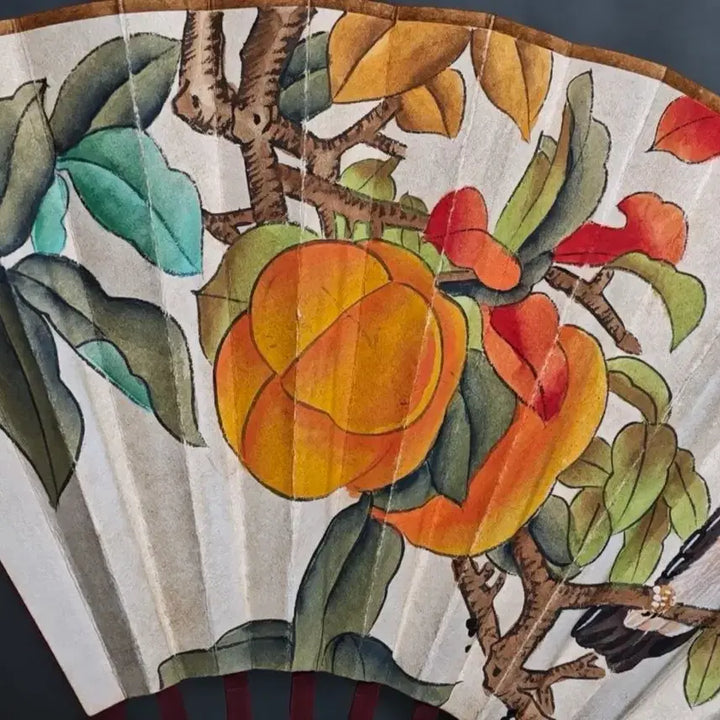 [SOLD OUT] 장대천 명의 화조도 접선 부채 중국골동품 고미술품 수집품 고화 그림
