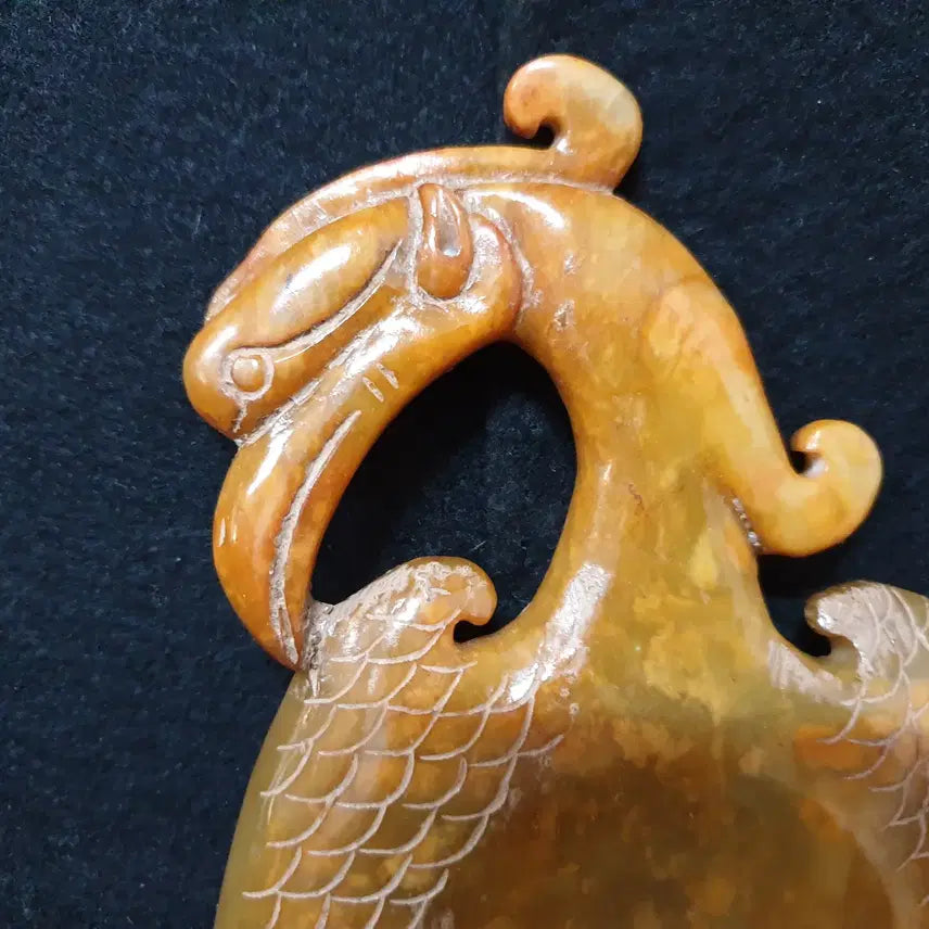 [BUNJANG] Excavated Spring and Autumn Period Jade Inkstone with Phoenix Carving / (수원만물)출토 춘추시기 화전옥 봉황 벼루
