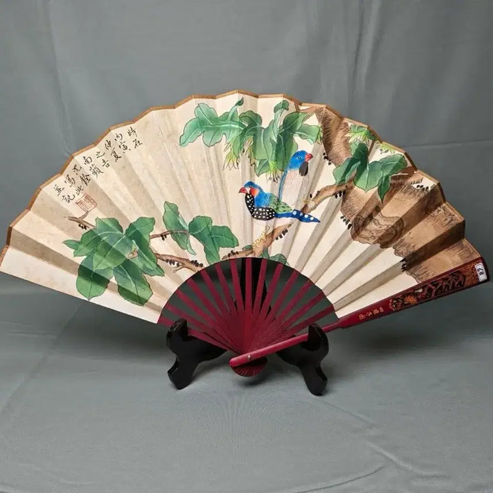 [SOLD OUT] 심전 명의 화조도 접선 부채 중국골동품 고미술품 수집품 고화 그림