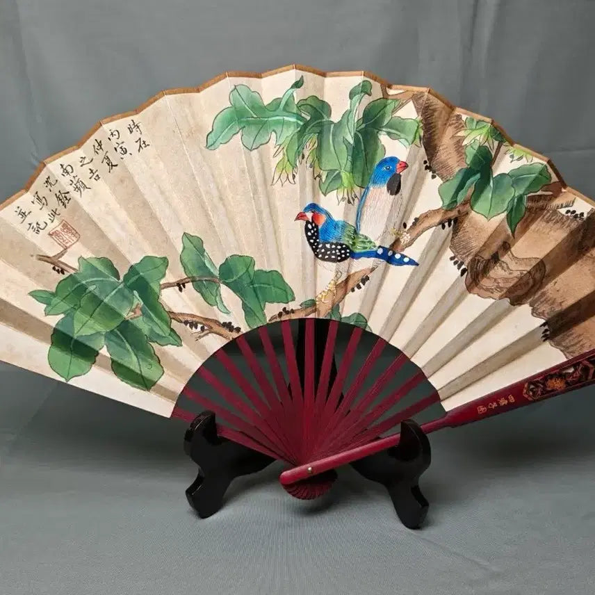 [SOLD OUT] 심전 명의 화조도 접선 부채 중국골동품 고미술품 수집품 고화 그림