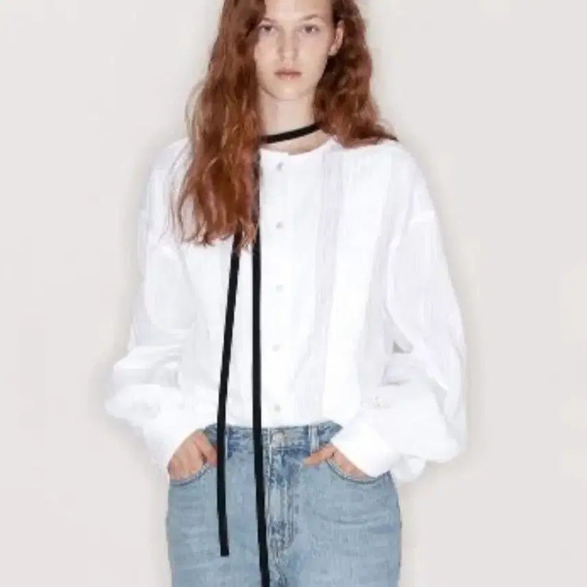 [BUNJANG] Avie Mua Black Tie Blouse / 아비에무아 블랙타이 블라우스