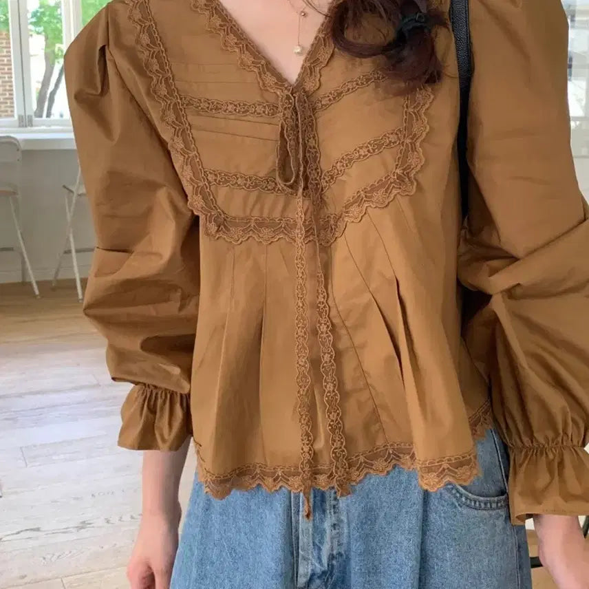 [BUNJANG] Bysini Melio Blouse Brown / 바이씨니 제작 멜리오 블라우스 브라운