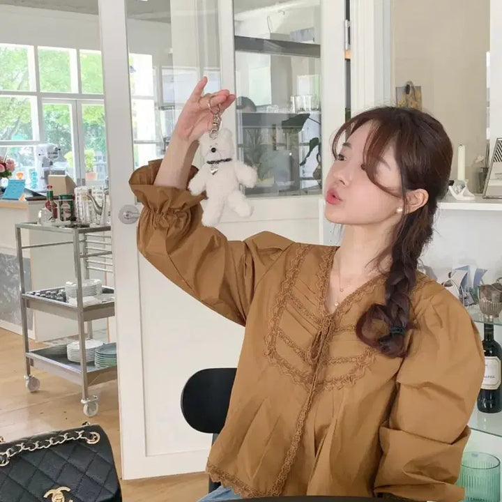 [BUNJANG] Bysini Melio Blouse Brown / 바이씨니 제작 멜리오 블라우스 브라운