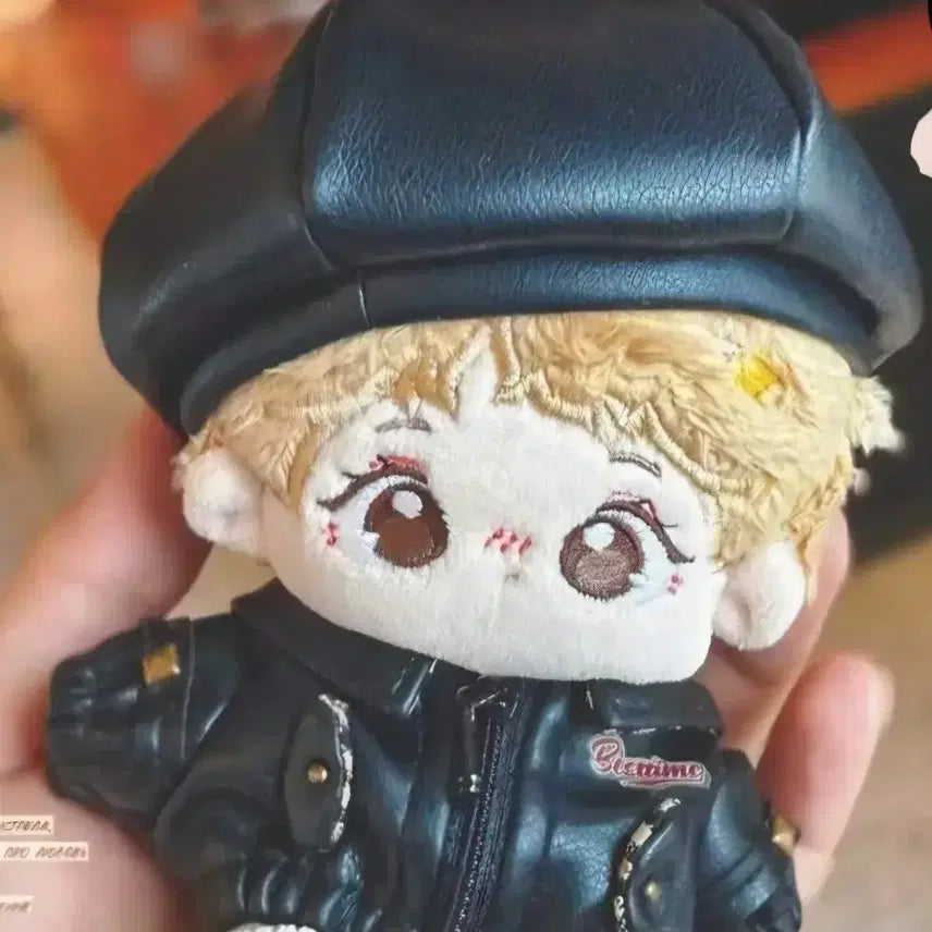 [BUNJANG] 10cm Doll Clothes Set: Leather Jacket &amp; Hat / 10cm 솜인형옷 가죽자켓 모자 세트 블랙, 베이지일괄