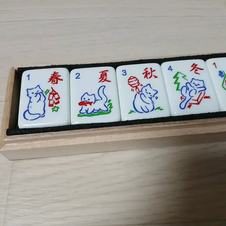 [BUNJANG] Handmade Cat Design Mahjong Set / 수제 디자인 마작패