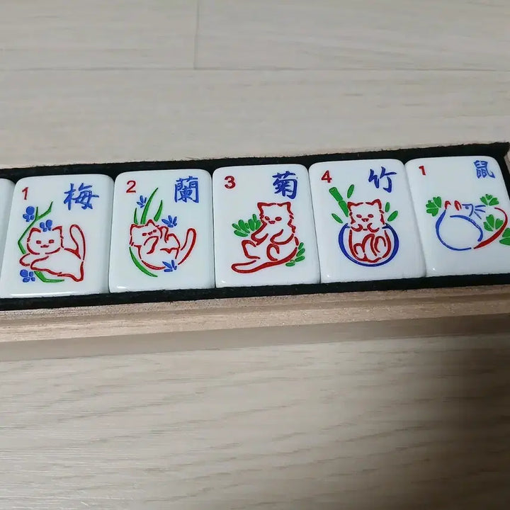 [BUNJANG] Handmade Cat Design Mahjong Set / 수제 디자인 마작패