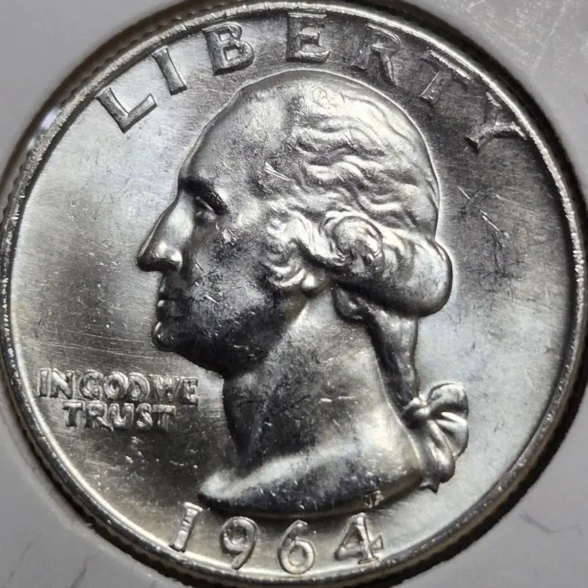 [BUNJANG] 1964-D US Silver Quarter Dollar Coin - Double Rim, RPM Error / 1964년 D발행 쿼터 달러 은화90%  더블 림. RPM에러