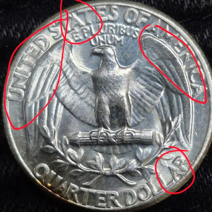 [BUNJANG] 1964 US Quarter Dollar Silver Coin - 90% Silver, Off-Center Error, Double Rim / 1964년P 발행 쿼터달러. 은화90%오프 센터  에러(완전 미사용)