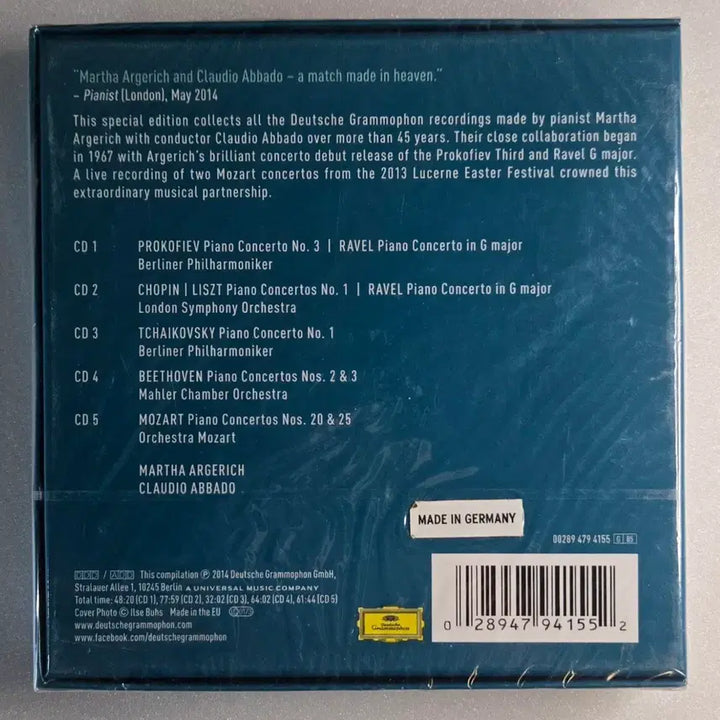 [BUNJANG] Martha Argerich &amp; Claudio Abbado Concerto Recordings Complete Edition 5CD Box Set (Sealed) / 아르헤리치 &amp; 아바도 협주곡 녹음 전집 5CD BOX (미개봉)