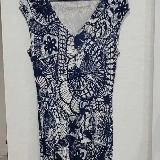 [BUNJANG] Tory Burch Navy Pattern Midi Dress S / 토리버치 네이비 패턴 원피스 S