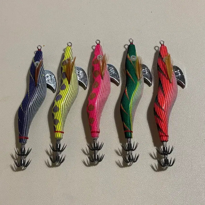 [BUNJANG] Patterned Squid Odong Wood Lure 3.0 (5-Piece Set) / 무늬오징어 오동목 에기 3.0호 5개
