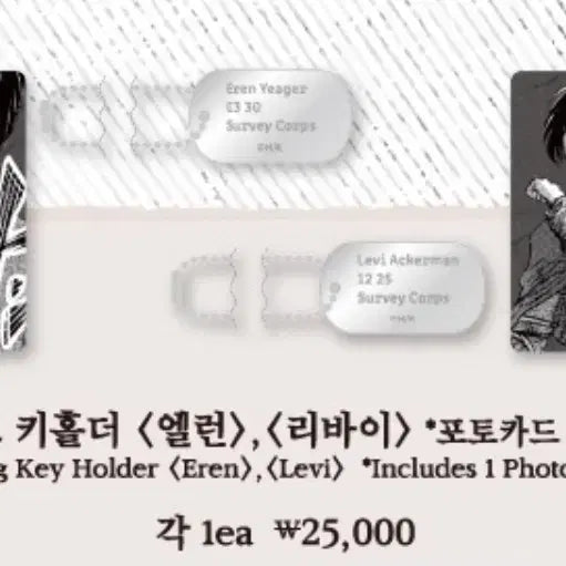 [BUNJANG] Attack on Titan Levi Metal Tag Photocard / 진격의거인 리바이 메탈태그 포토카드