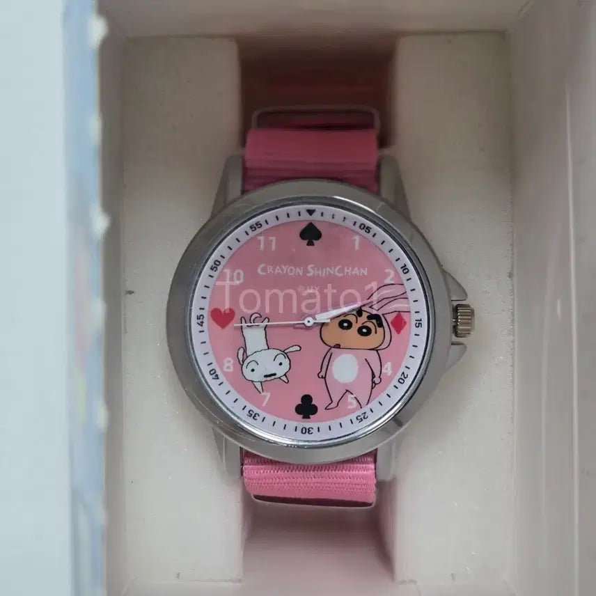 [BUNJANG] Crayon Shin-chan Rabbit &amp; Shiro Wristwatch (Pink Band) / 크레용신짱 손목시계_토끼짱구+흰둥이(분홍밴드)