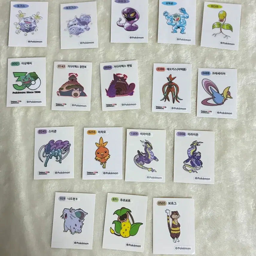 [BUNJANG] Pokemon 30th Anniversary Artwork Sticker Collection / 포켓몬 띠부씰 (30주년 로고, 아트윅, 1세대 등 교환 및 판매)