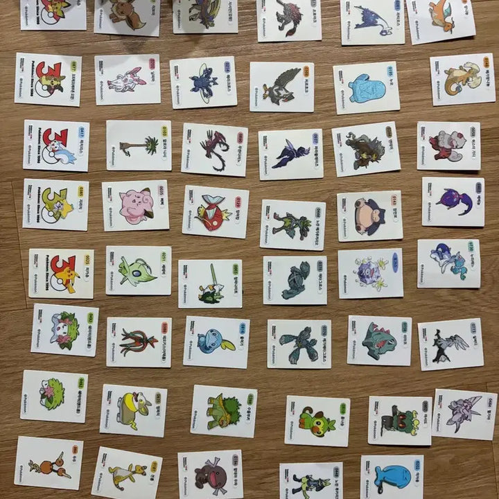 [BUNJANG] Pokemon Stickers Bundle (47 pcs, No Duplicates) / 포켓몬 띠부씰 47장 일괄/중복없음  [펄기아,잠만보,마자용,30주년