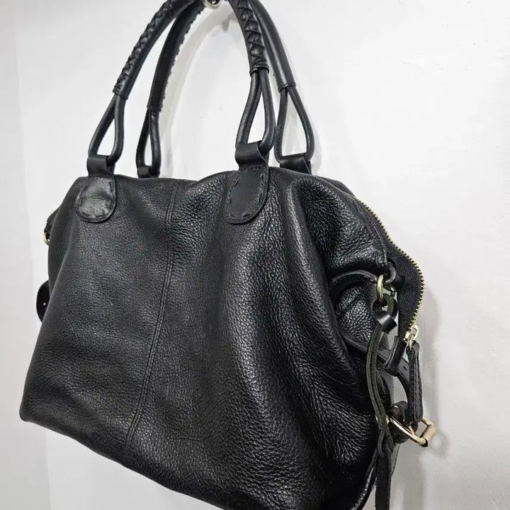 [BUNJANG] Black Leather Tote Bag / 소가죽 토드백 블랙