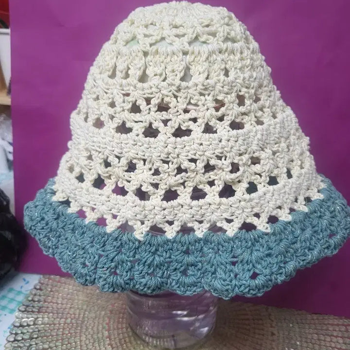 [SOLD OUT] 손뜨개 버킷햇 베이지/블루