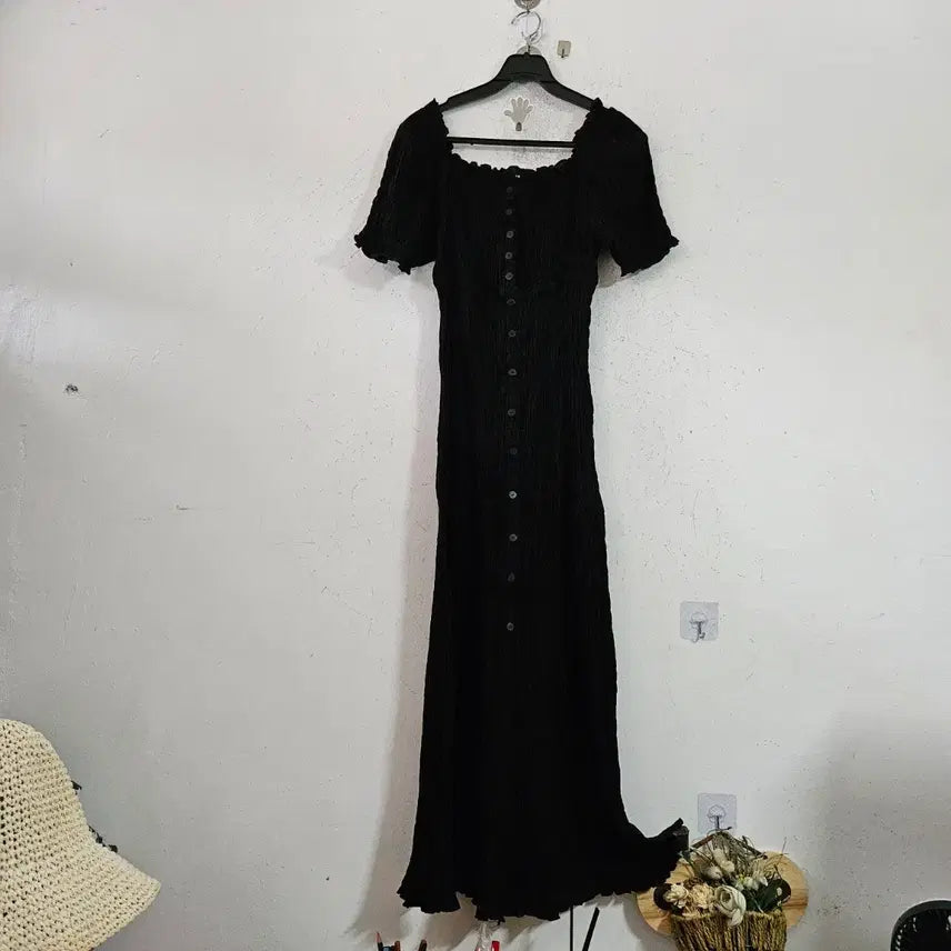 [BUNJANG] Black Button Smoking Dress / 블랙 버튼 스모킹 원피스55