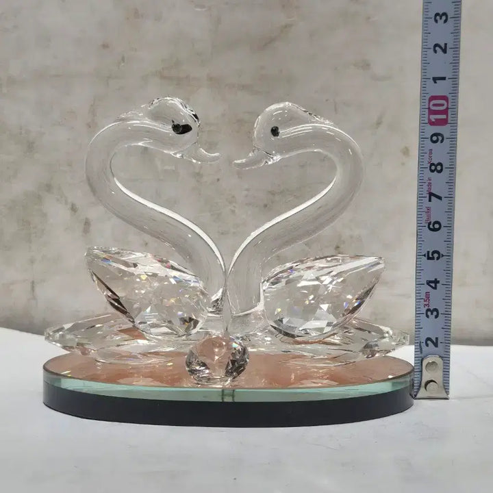 [BUNJANG] Crystal Swan Pair (Heart) Figurine / 크리스탈 백조 한 쌍 (하트) (636) (택배비 따로)