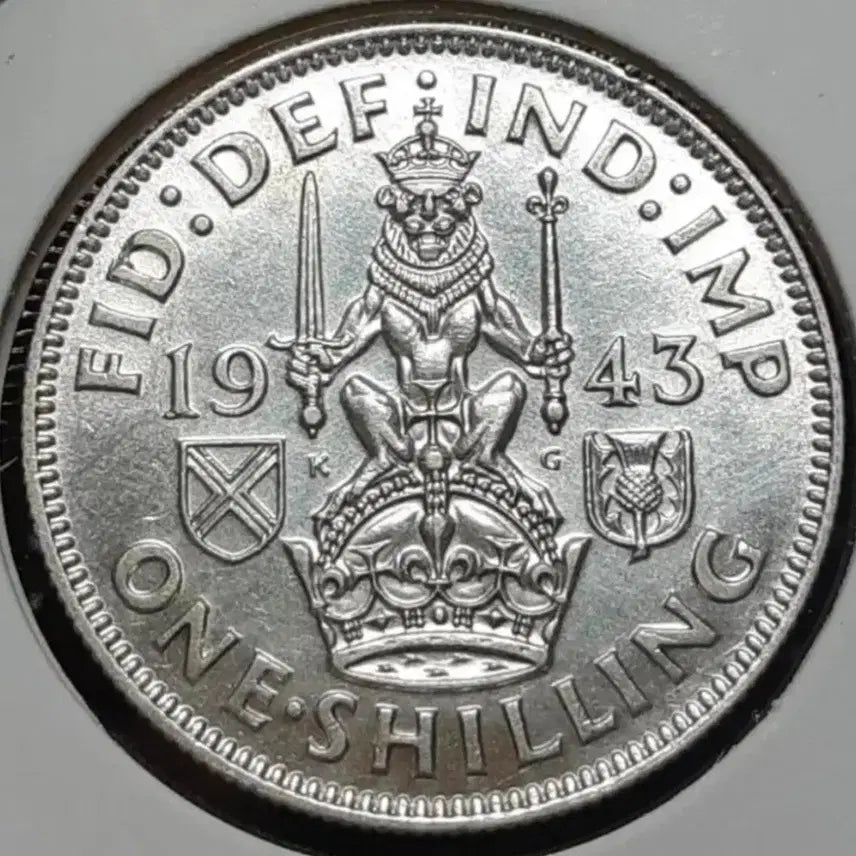 [BUNJANG] United Kingdom 1943 1 Shilling Silver Coin (Uncirculated) / [은화] 영국 미사용 1943년 1실링 은화.외국주화 동전 화폐 주화