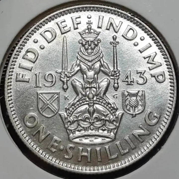 [BUNJANG] United Kingdom 1943 1 Shilling Silver Coin (Uncirculated) / [은화] 영국 미사용 1943년 1실링 은화.외국주화 동전 화폐 주화