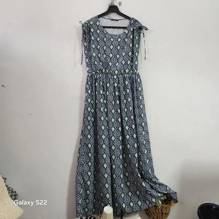 [BUNJANG] Patterned Sleeveless Maxi Dress / 여성 민소매 패턴 맥시 원피스