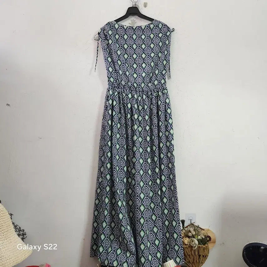 [BUNJANG] Patterned Sleeveless Maxi Dress / 여성 민소매 패턴 맥시 원피스