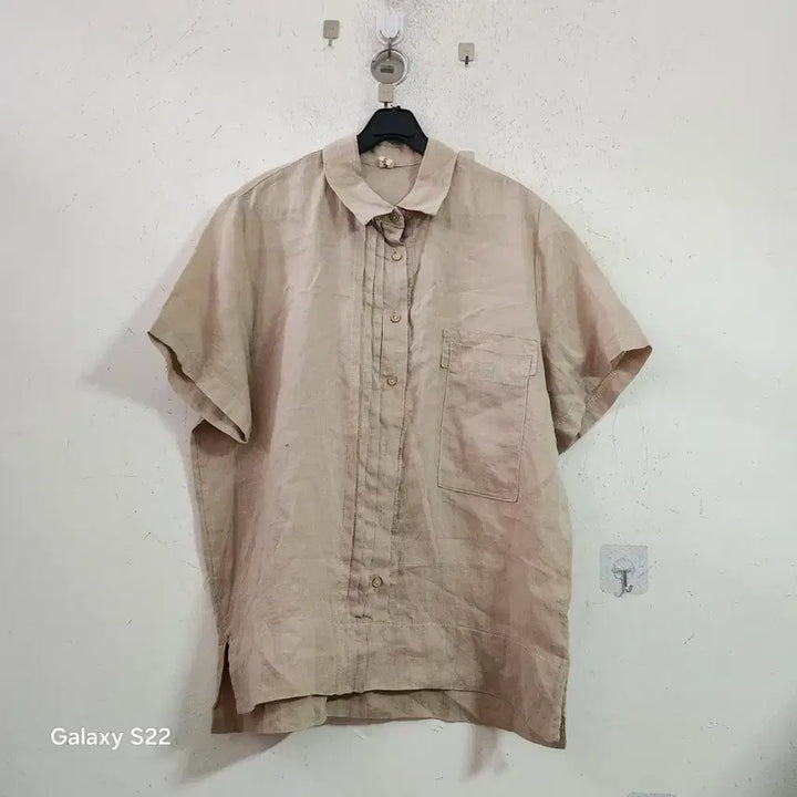 [BUNJANG] Linen Short-Sleeve Shirt / 베이지색 린넨 반팔 셔츠