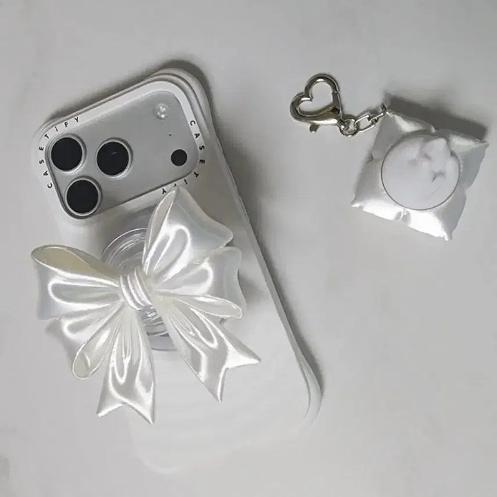 [BUNJANG] Ribbon Grip Tok Keychain with Cat Clicker / 그립톡 키캡 클리커 클릭커 핸드폰거치대