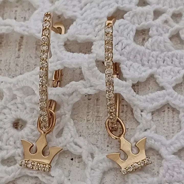 [BUNJANG] Tiara Cubic Drop Earrings 14K / 티아라 귀걸이