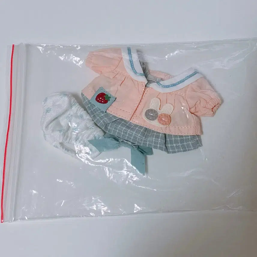 [BUNJANG] 10cm Rabbit Plush Doll Clothes (Pink) / 봄날의 토끼 핑크 10cm 인형옷