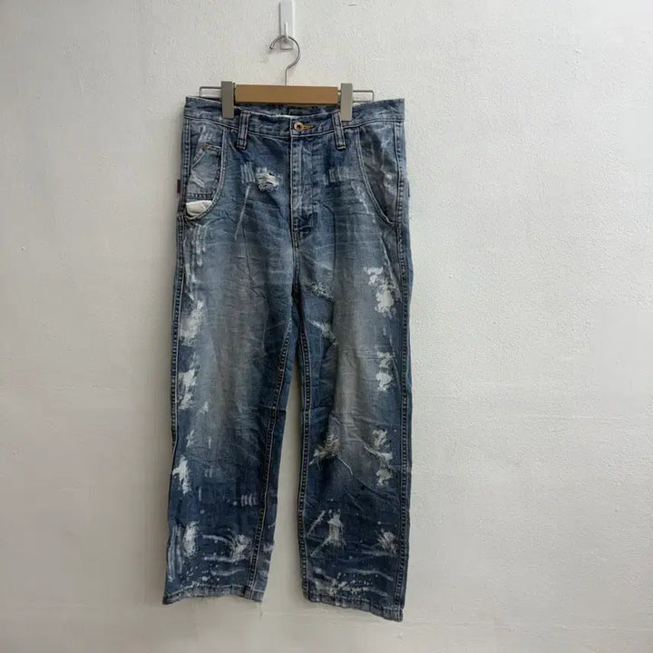 [BUNJANG] Cube Sugar JPN Washed Damage Denim Pants (S) / 큐브슈가(CUBE SUGAR) JPN 청바지 워싱 데미지 데님팬츠 (S)