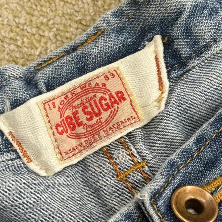 [BUNJANG] Cube Sugar JPN Washed Damage Denim Pants (S) / 큐브슈가(CUBE SUGAR) JPN 청바지 워싱 데미지 데님팬츠 (S)