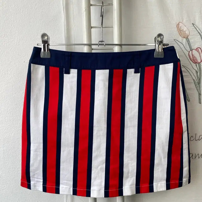 [BUNJANG] W.ANGLE Striped Golf Skirt / 와이드앵글(W.ANGLE)스트라이프 골프 스커트