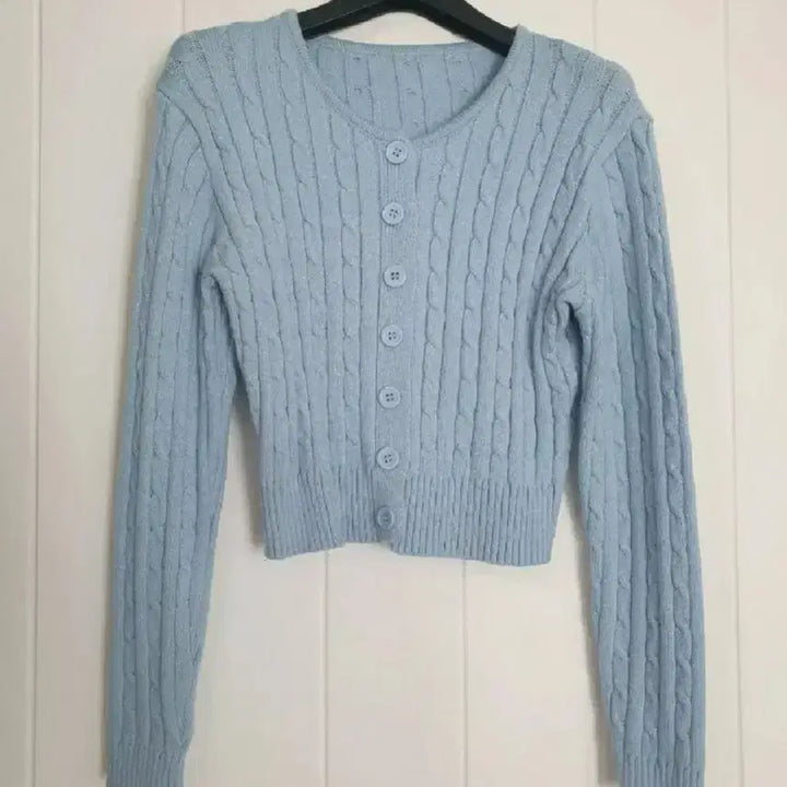 [BUNJANG] Sky Blue Cable Knit Cardigan / (새상품)하늘색 케이블가디건  꽈배기가디건