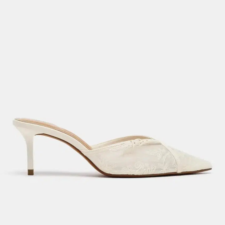 [SOLD OUT] [택있는새제품] 단종상품 ZARA 자라 자수 메쉬 뮬힐 7.5cm