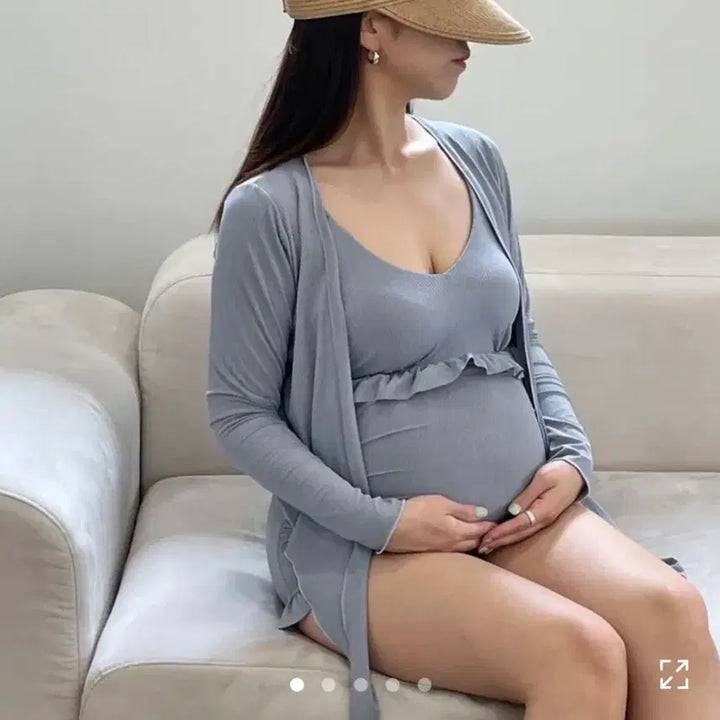 [BUNJANG] Maternity Monokini Swimsuit with Cardigan Set / 임산부 모노키니 수영복 가디건 세트 새상품
