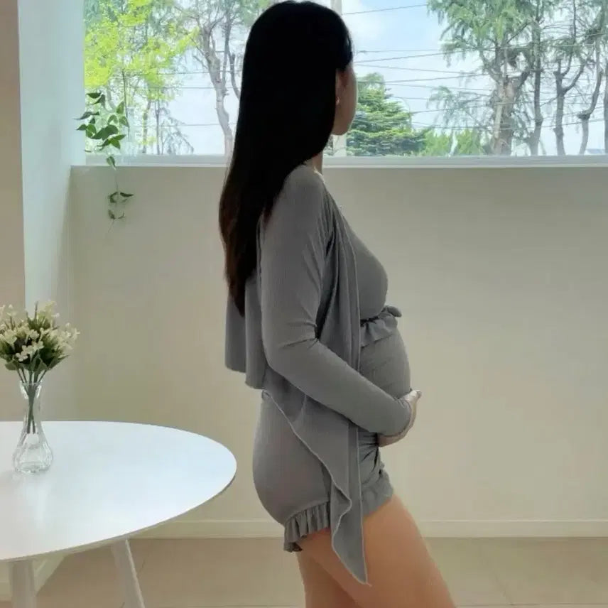[BUNJANG] Maternity Monokini Swimsuit with Cardigan Set / 임산부 모노키니 수영복 가디건 세트 새상품