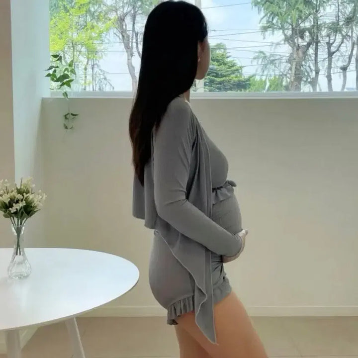 [BUNJANG] Maternity Monokini Swimsuit with Cardigan Set / 임산부 모노키니 수영복 가디건 세트 새상품